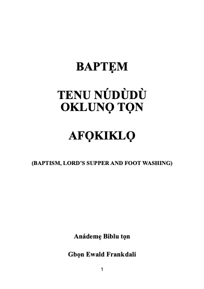 BAPTẸM, TENU NÚDÙDÙ
OKLUNỌ TỌN AFỌKIKLỌ